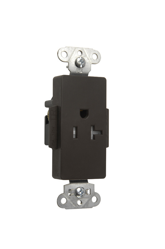 PASS AND SEYMOUR TR26361 Heavy Duty Single Receptacle, 20A, 125V, Tamper Resistant, Brown | CH4LKD