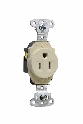 PASS AND SEYMOUR TR5251-I Single Receptacles Tamper-Resistant, Spec Grade, 15A, 125V, Ivory | CH4LGC