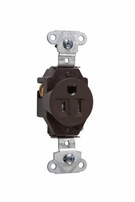 PASS AND SEYMOUR TR5251 Single Receptacles Tamper-Resistant, Spec Grade, 15A, 125V, Brown | CH4LGB