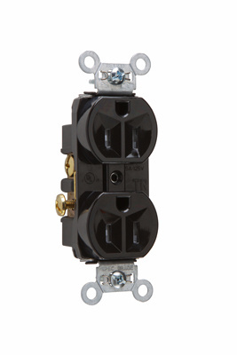 PASS AND SEYMOUR TR5262-BK Hard Use Duplex Receptacle, Spec Grade, Tamper Resistant, 15A, 125V, Black | CH4LHE