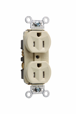 PASS AND SEYMOUR TR5262-I Hard Use Duplex Receptacle, Spec Grade, Tamper Resistant, 15A, 125V, Ivory | CH4LHH
