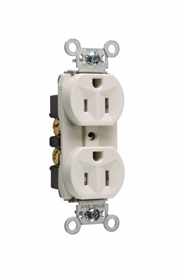 PASS AND SEYMOUR TR5262-LA Hard Use Duplex Receptacle, Tamper Resistant, 15A, 125V, Light Almond | CH4LHJ