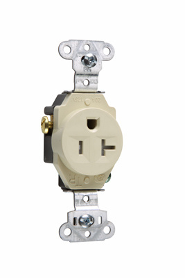 PASS AND SEYMOUR TR5351-I Single Receptacles Tamper-Resistant, Spec Grade, 20A, 125V, Ivory | CH4LGG