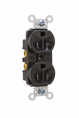 PASS AND SEYMOUR TR5362-BK Hard Use Duplex Receptacle, Spec Grade, Tamper Resistant, 20A, 125V, Black | CH4LHM