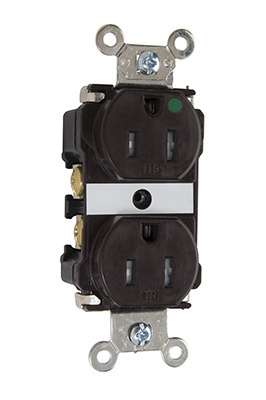 PASS AND SEYMOUR TR62-H Duplex Receptacle, Hospital Grade, Smooth Face, 15A, 125V, Brown | CH4LLC
