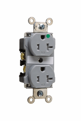 PASS AND SEYMOUR TR63-HGRY Duplex Receptacle, Hospital Grade, Tamper Resistant, 20A, 125V, Gray | CH4LKX