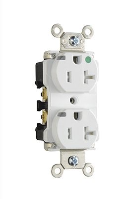 PASS AND SEYMOUR TR8200-PI Extra Heavy Duty Duplex Receptacle, Hospital Grade, Power Indicating, 15A, Brown | CH3YVJ