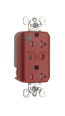 PASS AND SEYMOUR TR8300-REDSP Extra Heavy Duty Duplex Receptacle, Hospital Grade, Surge Protective, Red | CH4LKN