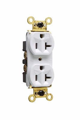 PASS AND SEYMOUR WR5362-W Heavy Duty Duplex Receptacle, Spec Grade, Weather Resistant, 20A, 125V, White | CH4MYB