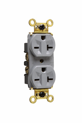 PASS AND SEYMOUR WR5862-GRY Heavy Duty Duplex Receptacle, Spec Grade, Weather Resistant, 20A, 250V, Gray | CH4MYC