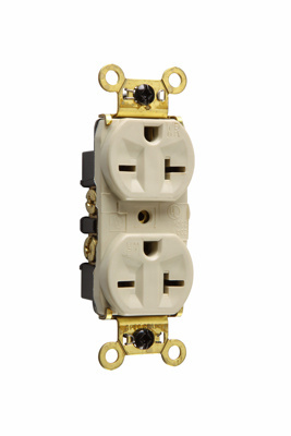 PASS AND SEYMOUR WR5862-I Heavy Duty Duplex Receptacle, Spec Grade, Weather Resistant, 20A, 250V, Ivory | CH4MYD