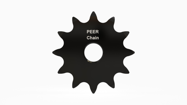 PEER CHAIN 43018 Sprocket, 1/2 Inch Size, Plain Bore, Hardened Teeth, Black Oxide | CL8BEG