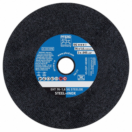 Cut Off Wheel, A36, T1, 3 Inch X1/16 Inch X3/8 Inch Size