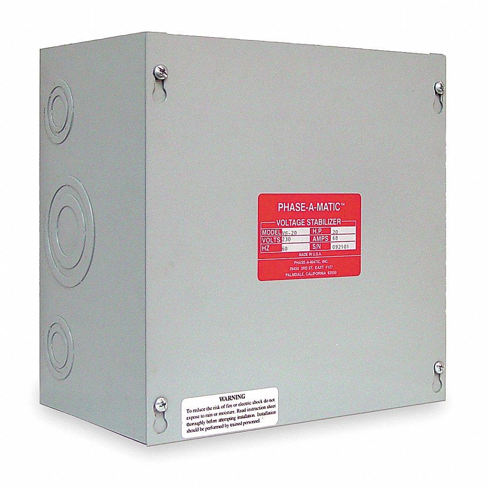PHASE-A-MATIC VS-20 Voltage Stabilizer, 55 A Max. Amps, 20 hp HP, 6 Inch Dp, 10 Inch Width, 10 Inch Height | CT7QVM 3EDZ5