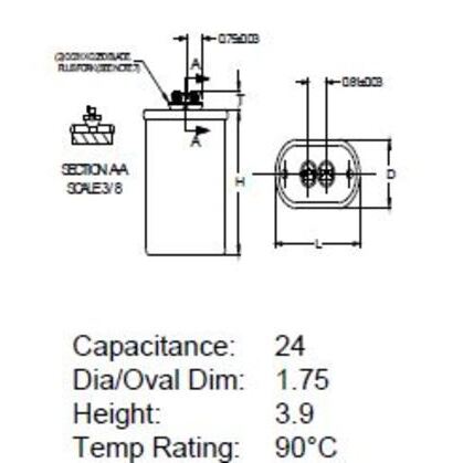 PHILIPS ADVANCE MD2409-100 Capacitor, Oil Filled, 480 VAC, 24 Microfarad, 1000W | AC9LVC 3HHH1