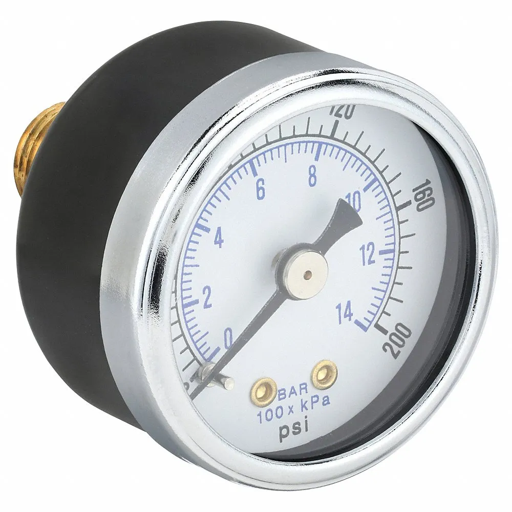 PIC GAUGES 102D-154G-GL Pressure Gauge, 0 To 200 Psi Range, 1/4 MNPT, +/-3-2-3% Gauge Accuracy | CH6HPA 54XN57