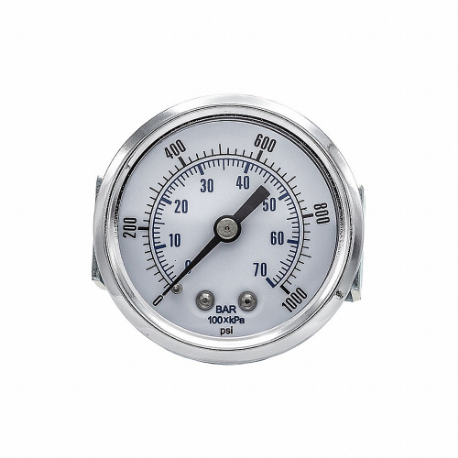 PIC GAUGES 103D-208M Industrial Pressure Gauge, U-Clamp, 0 To 1000 Psi, 2 Inch Dial, 1/8 Inch Npt Male, Copper | CT7TPJ 54XN89