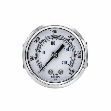 PIC GAUGES 103D-208P Industrial Pressure Gauge, U-Clamp, 0 To 3000 Psi, 2 Inch Dial, 1/8 Inch Npt Male, Copper | CT7TPK 54XN90