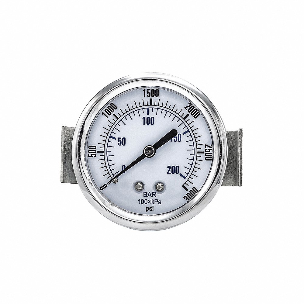 PIC GAUGES 103D-254P Pressure Gauge, 0 To 3000 Psi Range, 1/4 MNPT, +/-3-2-3% Gauge Accuracy | CH6HPB 54XN94