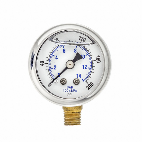 PIC GAUGES 201L-158G Industrial Pressure Gauge, 0 To 200 Psi, 1 1/2 Inch Dial, 1/8 Inch Npt Male | CT7TJN 20TU84