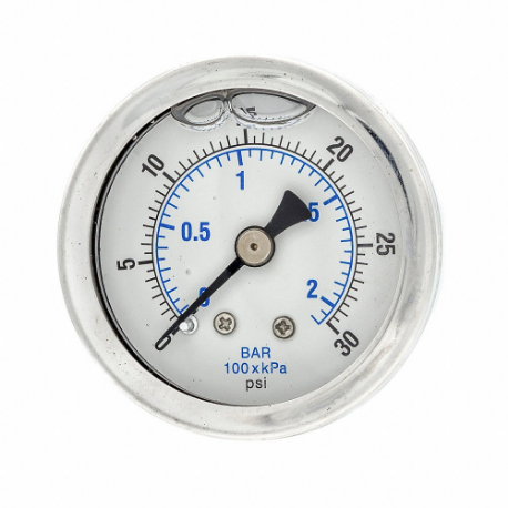 PIC GAUGES 202L-158C Industrial Pressure Gauge, 0 To 30 Psi, 1 1/2 Inch Dial, 1/8 Inch Npt Male | CT7TRE 20TV87