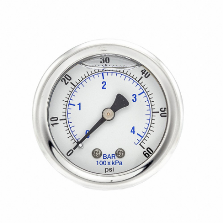 PIC GAUGES 202L-208D Industrial Pressure Gauge, 0 To 60 Psi, 2 Inch Dial, 1/8 Inch Npt Male, Dual | CT7TND 20TW15