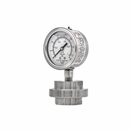 PIC GAUGES 301L254B/3JJJ100 Pressure Gauge With Diaphragm Seal, 0 To 15 Psi, 301L/3Jjj, 2 1/2 Inch Dial, Glycerin | CT7TQC 54XN64
