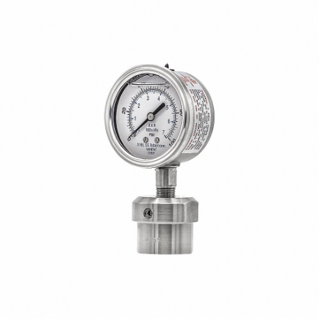 PIC GAUGES 301L254E/0JJJ200 Pressure Gauge With Diaphragm Seal, 0 To 100 PSI, 301L/0Jjj, 2 1/2 Inch Dial, Glycerin | CT7TPY 54XN77