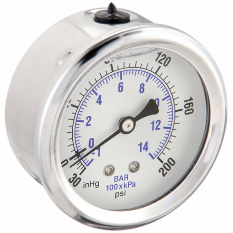 PIC GAUGES PRO-202L-254CG Industrial Compound Gauge, 30 To 0 To 200 Inch Hg/Psi, 2 1/2 Inch Dial, Liquid-Filled | CT7TFL 20TW33