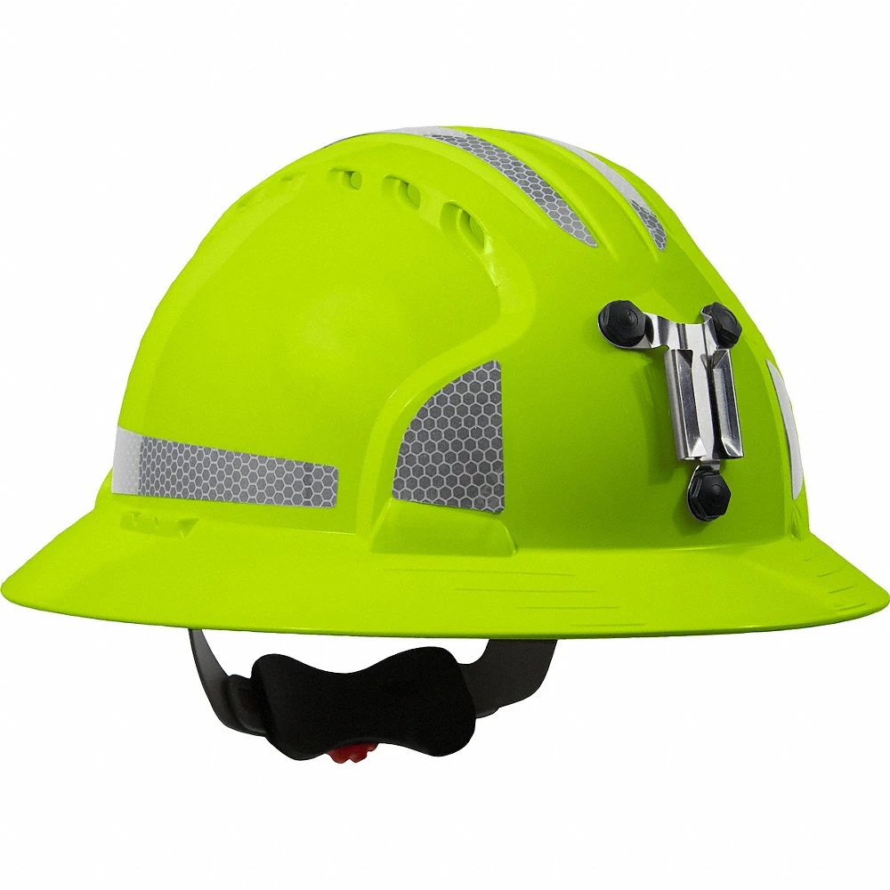 Hard Hat, High-Visibility Yellow, No Graphics, Ratchet, Ratchet, HDPE, Headlamp Mount