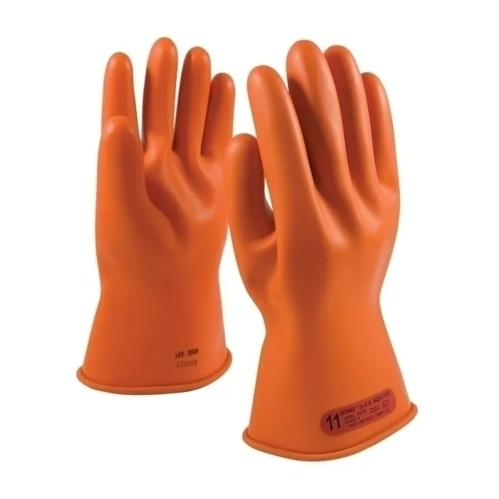 PIP 147-0-11/10 Electrical Safety Insulating Gloves, 10 Inch Size, Orange, Pair | CL8UZX