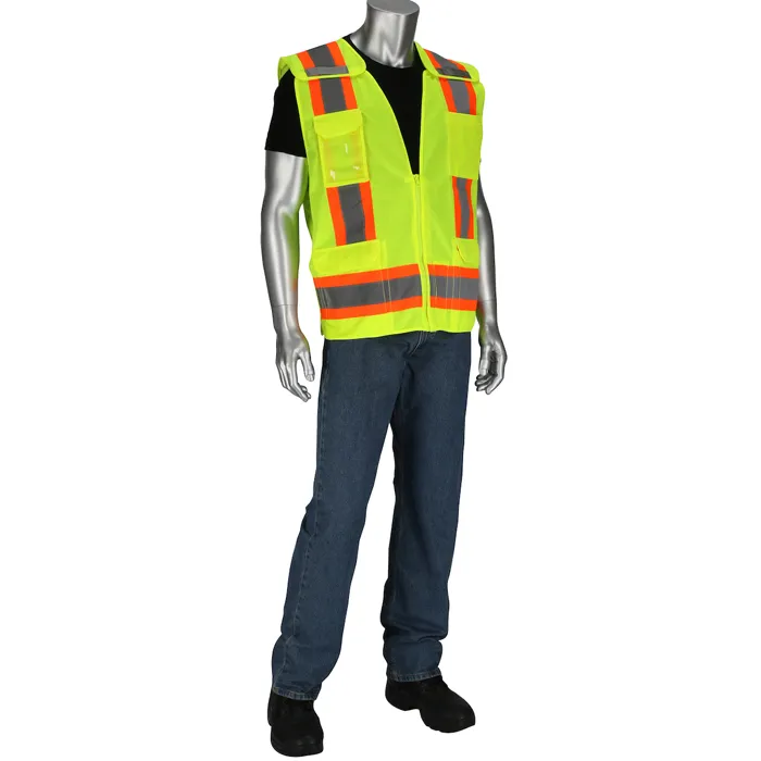 PIP 302-0505-LY/L Protective Clothing High Visibilty Vest, L, Hi-Vis Orange, Each | CL9BDH