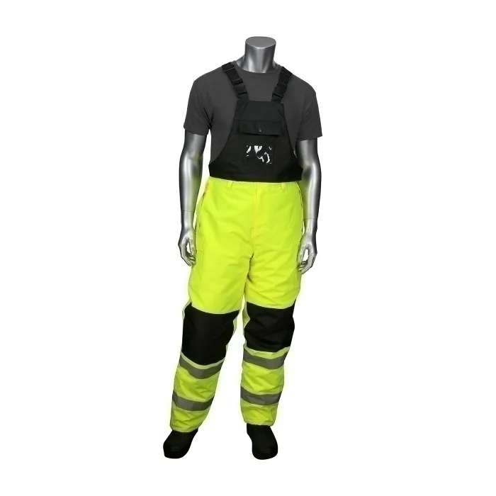 PIP 318-1775-LY/2X Protective Clothing High Visibilty Cold Gear Pants With Bibs, 2XL, Hi-Vis Yellow, Each | CL9DBW