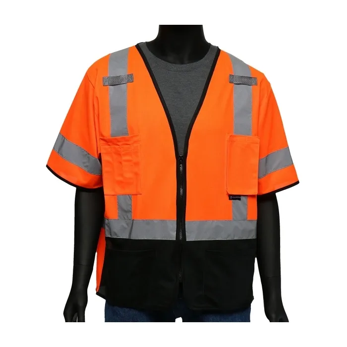 PIP 47305/M Protective Clothing High Visibilty Vest, M, Hi-Vis Orange, Each | CL9HPB