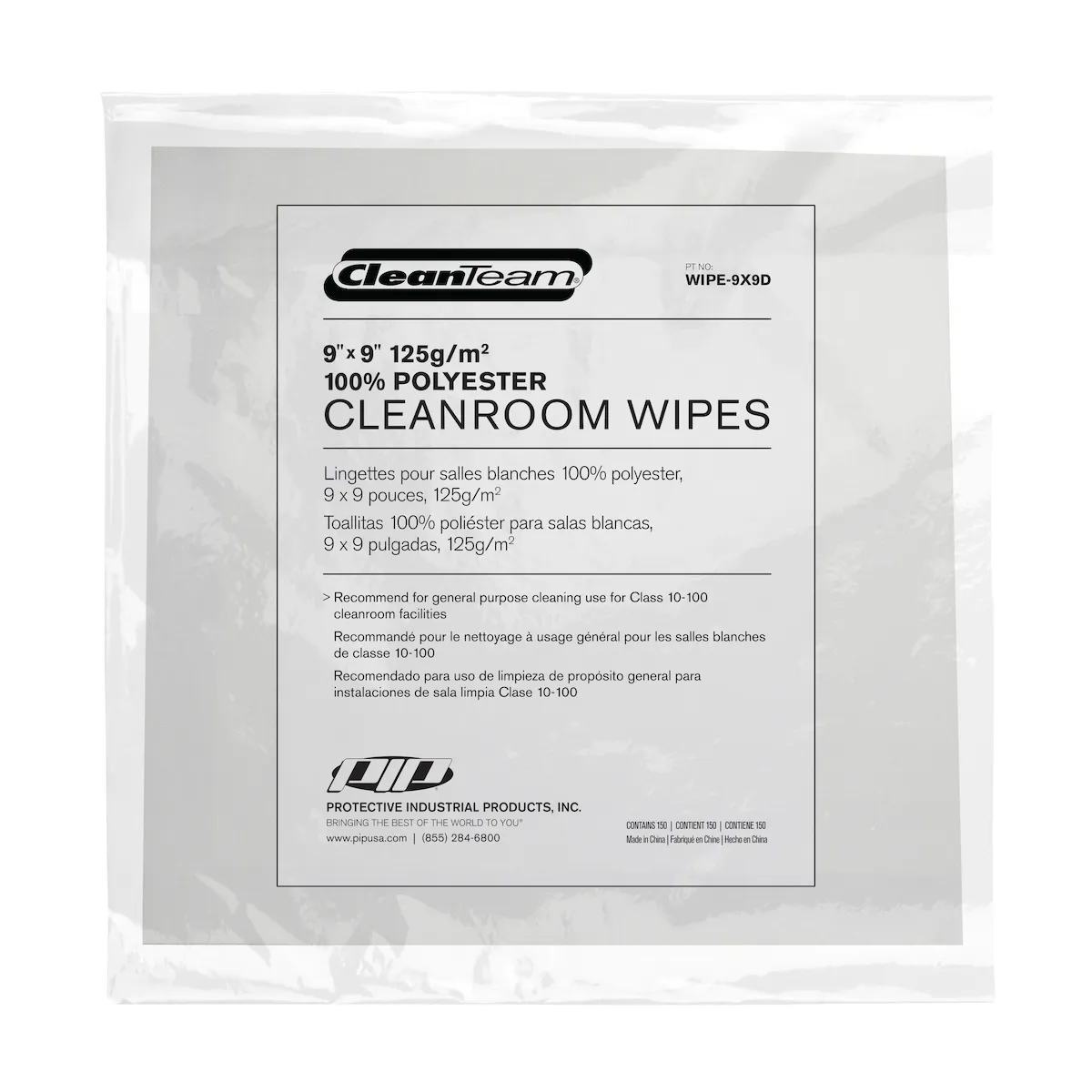 PIP WIPE-9x9D Polyster Wipe, OS, Hi-Vis Yellow, Bag | CL9RLE