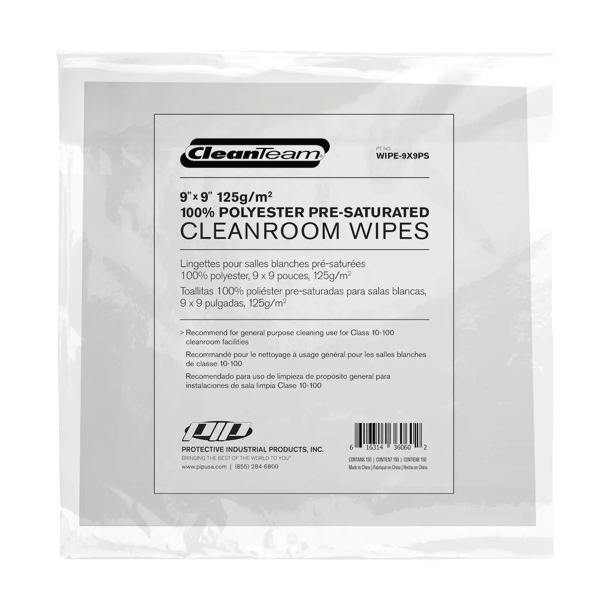 PIP WIPE-9x9PS Polyster Wipe, OS, Hi-Vis Yellow, Bag | CL9RLF