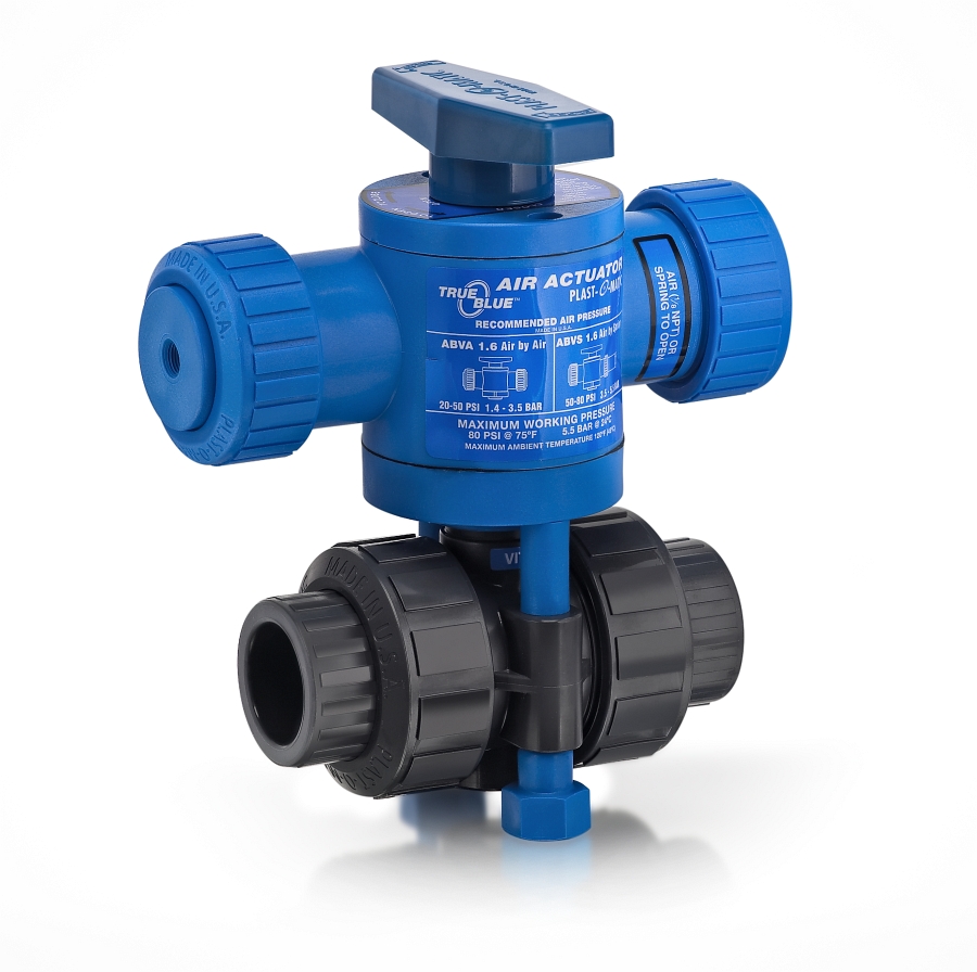 PLAST-O-MATIC ABVA037EPT-PV Ball Valve, Air Actuated, 2-Way, Air X Air, EPDM Seal, 3/8 Inch Size | CD4KTM