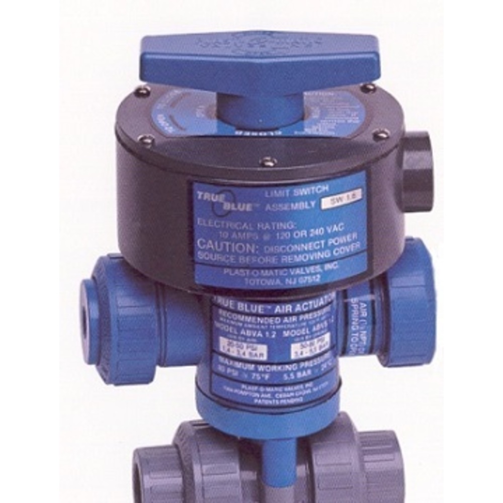 PLAST-O-MATIC ABVA100VT-PV-LSW Ball Valve, Limit Stop And Switch, Air X Air, Viton Seal, PVC, 1 Inch Size | CD4LKV