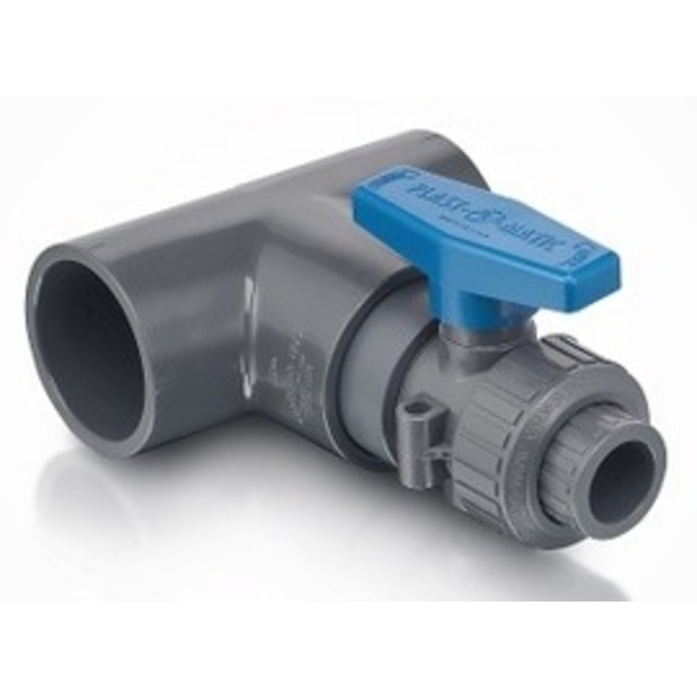 PLAST-O-MATIC LMBV050VS-PV-075 Ball Valve, Lateral Reducing, FKM Seal, PVC, 3/4 Inch Size | CD4KNW