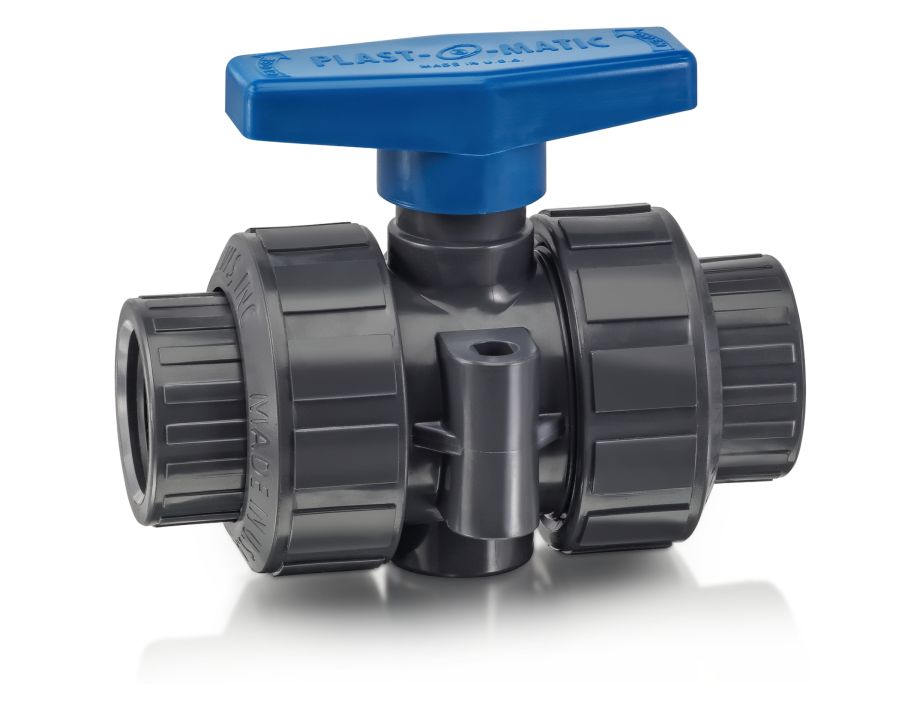 PLAST-O-MATIC MBV037EPT-PV Ball Valve, True Union, NPT Socket, EPDM Seal, PVC, 3/8 Inch Size | CD4KCQ