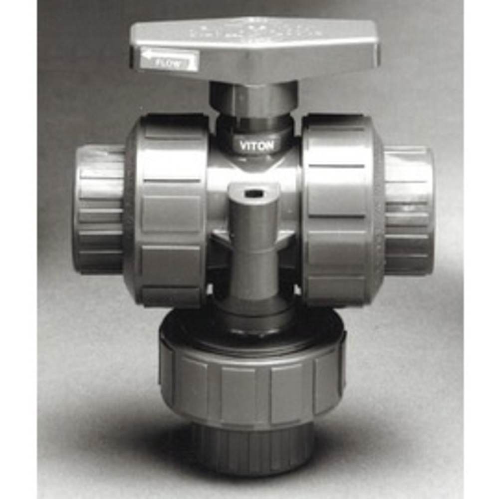 PLAST-O-MATIC TMBV050EPT-PV Ball Valve, Manual, 3-Way, 2 Hole, EPDM Seal, PVC, 1/2 Inch Size | CD4MJB