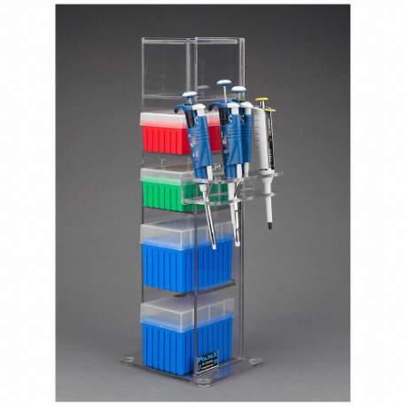 POLTEX 5VTORG-PIPTRBRK Lab Bench Vertical Organizer, Holds 5 Boxes of Tips, Benchtop, 5 Compartments, PETG, Clear | CT7VQX 798L08