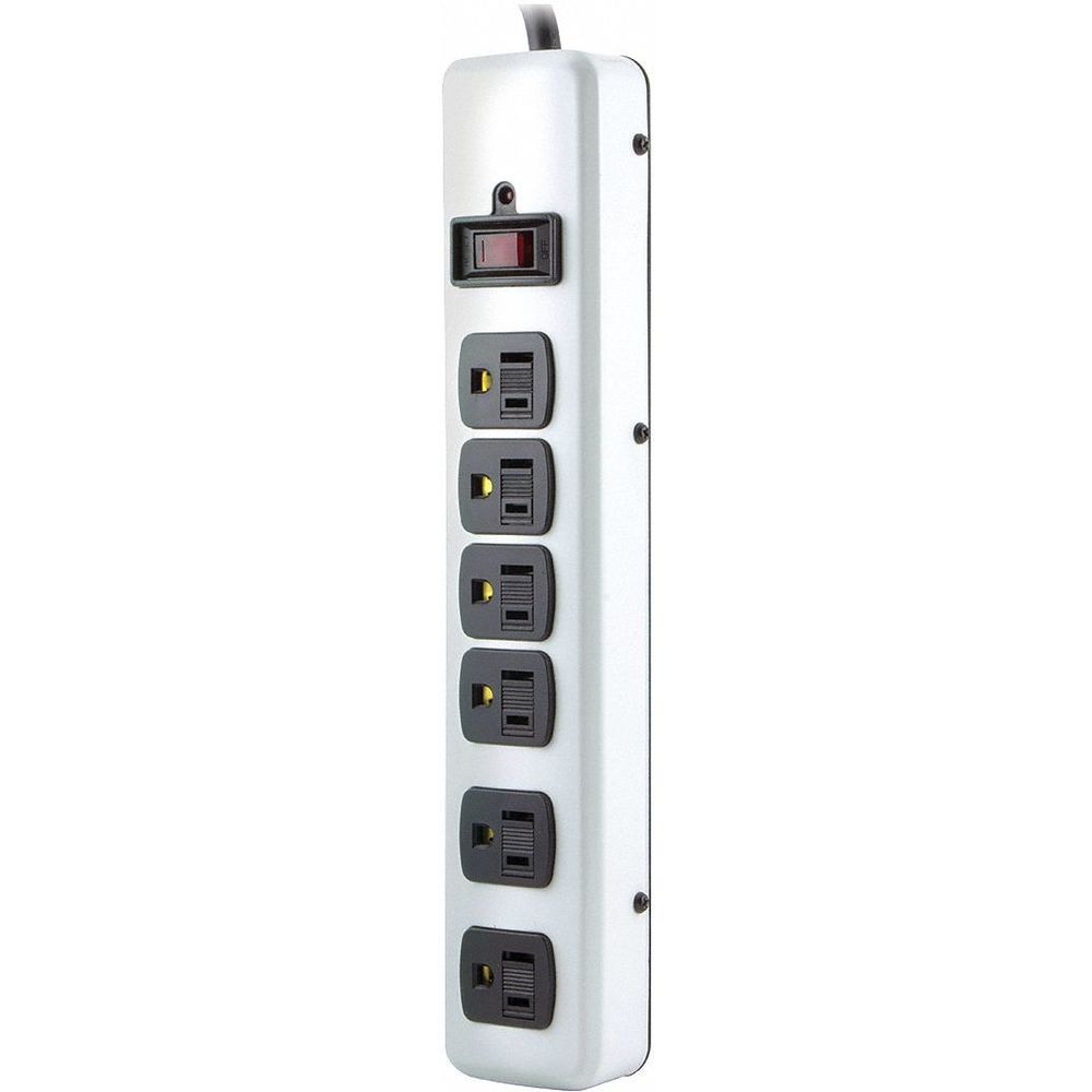POWER FIRST 53XH84 6 ft. Surge Protector Outlet Strip, Beige, No. of Total Outlets 6 | CD2HQR