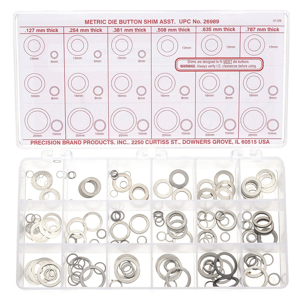 PRECISION BRAND 26989 Shim Assortment Button Metric 330 Piece 10 Szs | AD8XGJ 4NFH7