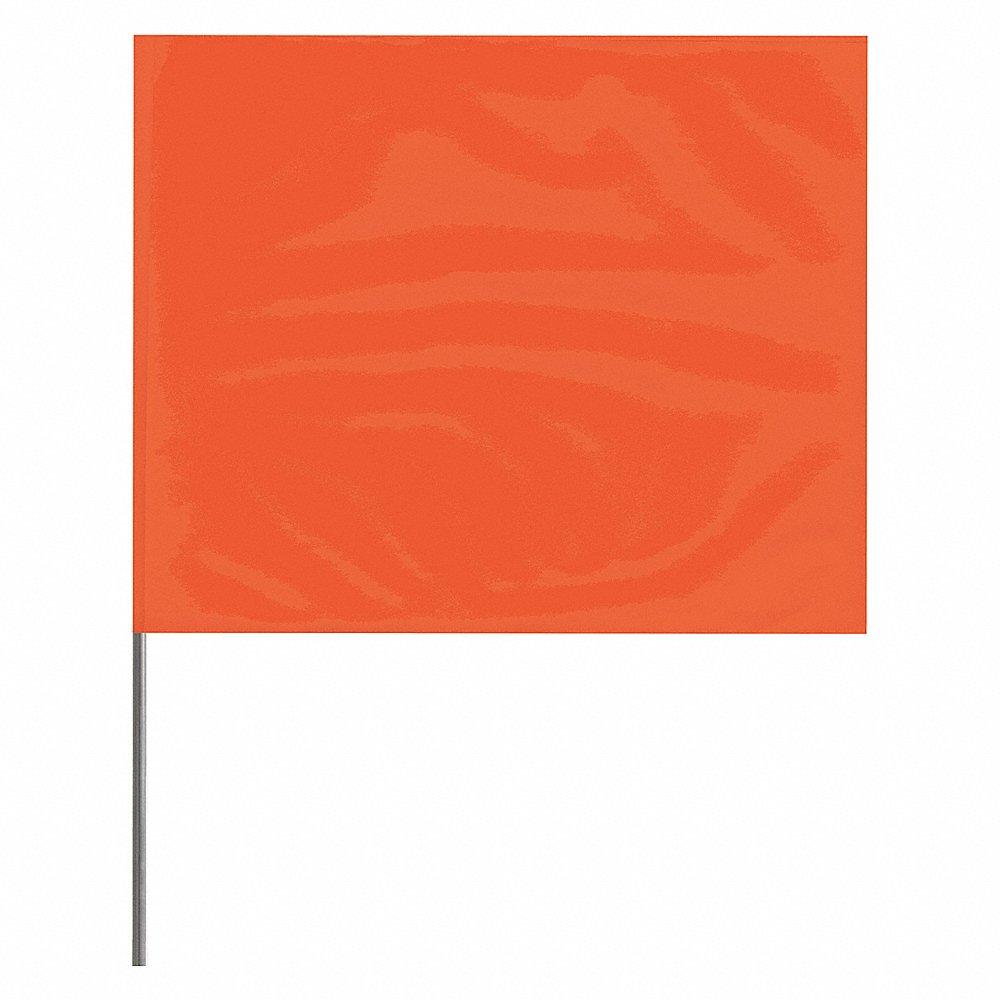 PRESCO PRODUCTS CO 2315O-200 Marking Flag, 2 1/2 Inch x 3 1/2 Inch Flag Size, 15 Inch Staff Ht, Orange, Blank | CT7XWY 3LUF8