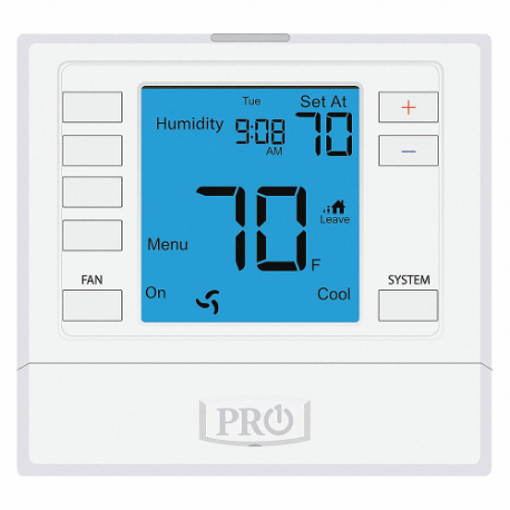 PRO1 IAQ T755S Low Voltage Thermostat, Heat and Cool, Auto, 2 Heating Stages - Conventional System, Adj | CT7ZYU 45KE88