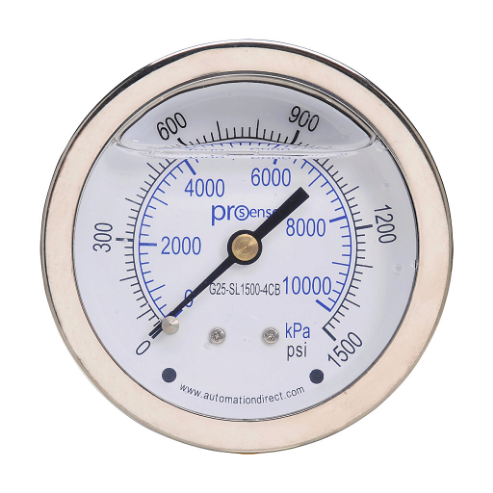 PROSENSE G25-SL1500-4CB Mechanical Pressure Gauge, 2.5 Inch Dia., 0 To 1500 Psig/0 To 10000 Kpa | CV7NVH