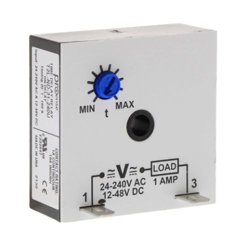 On-Delay Inline Relay Timer, 1 To 100 sec Timing Range, 24-240 VAC And 12-48 VDC