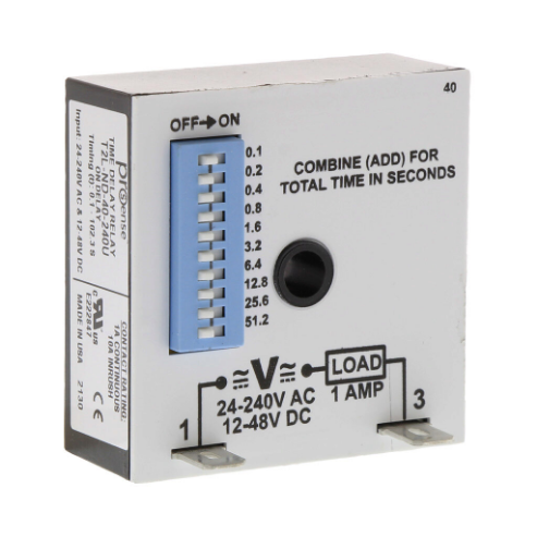 On-Delay Inline Relay Timer, 0.1 To 102.3 sec Selectable Timing Range