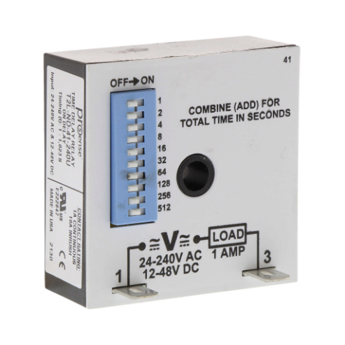 On-Delay Inline Relay Timer, 1 To 1023 sec Selectable Timing Range